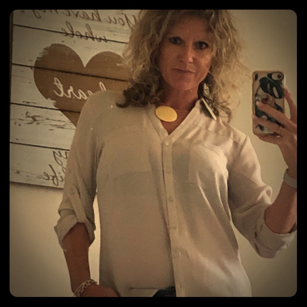 Express Sexy Cream Colored Button Down